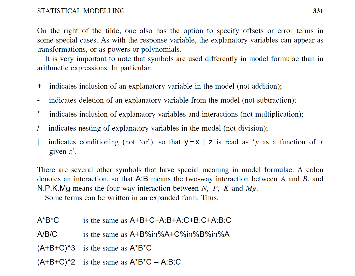 Formulae in R